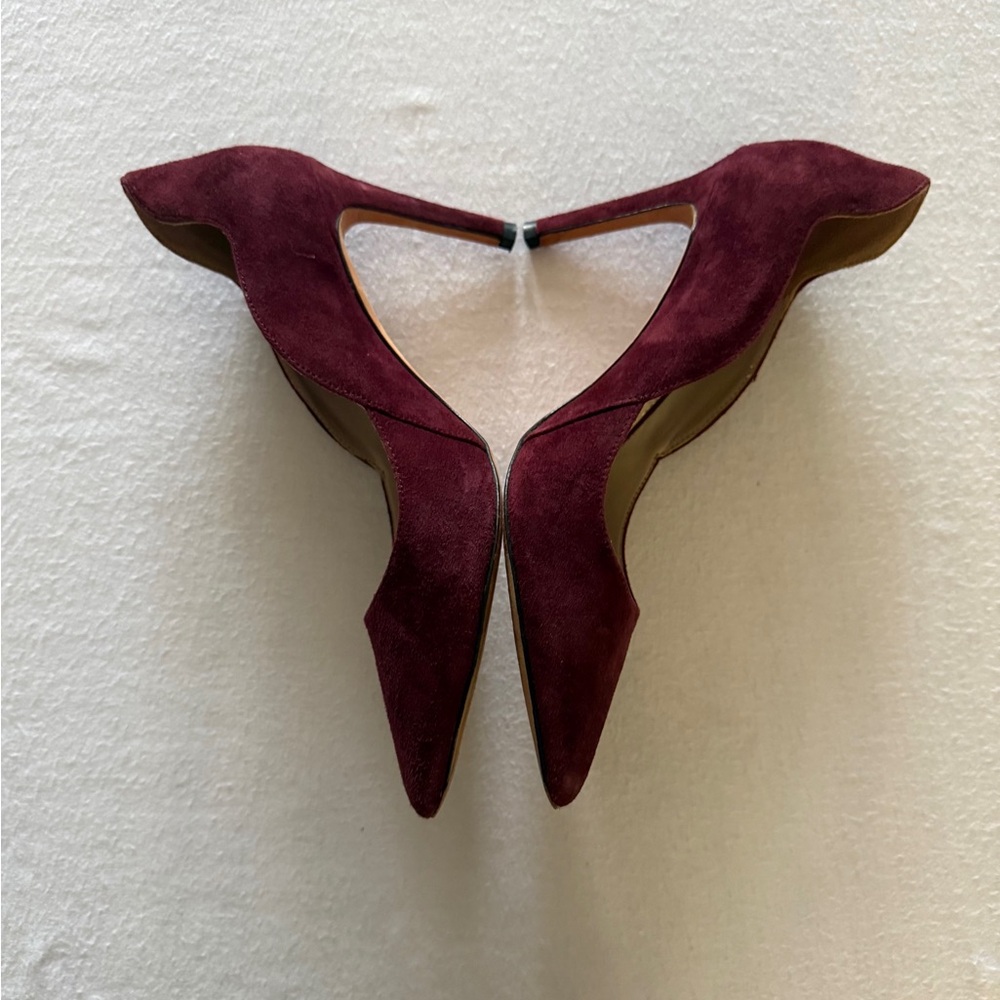 Boden Wave Mid Court Heels Burgundy Suede